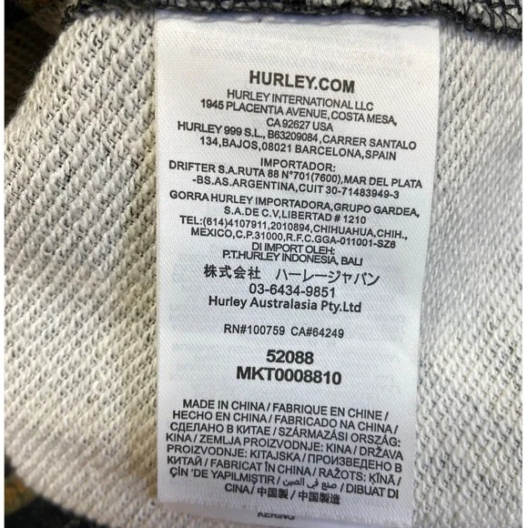 Hurley Palm Print Hoodie Mens Black Gold Excellent Tropical Surf Pullover - Picture 8 of 12